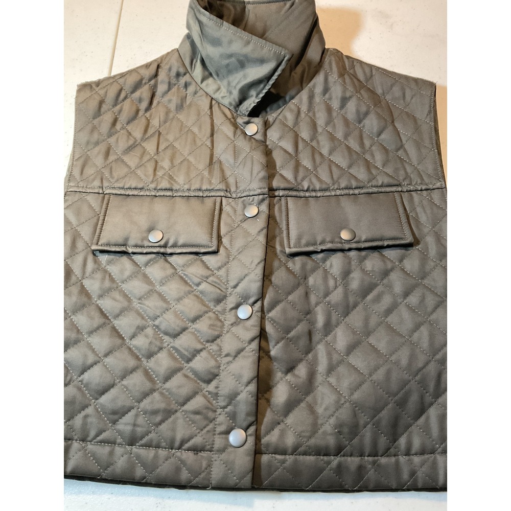 BKE Mens Olive Green Quilted Snap Front Utility Vest Size Medium